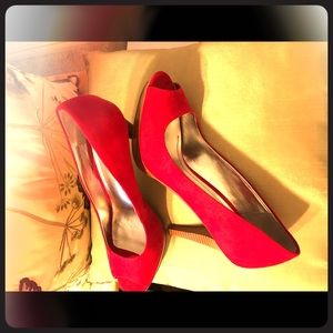 Red Peep Toe Pumps